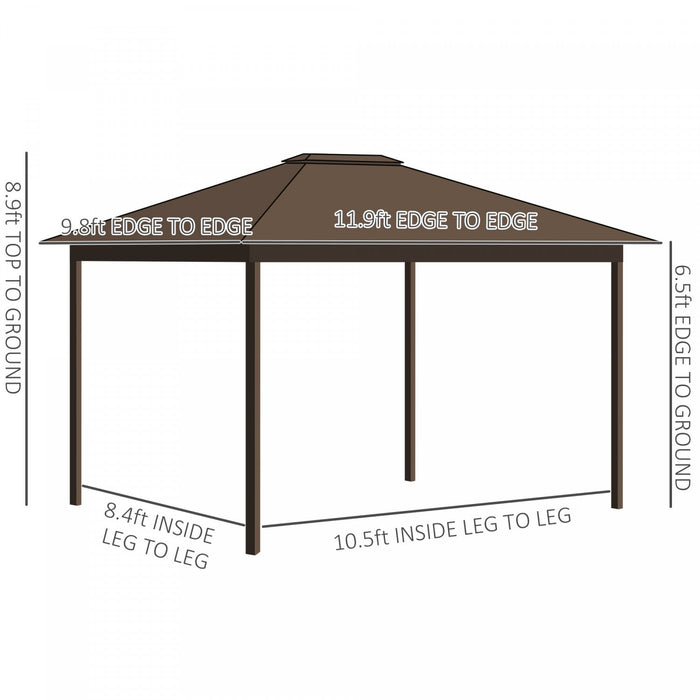 Outsunny 10' X 12' Patio Gazebo Outdoor Hardtop Gazebo With Aluminum Frame, Mesh Nettings, Curtains 