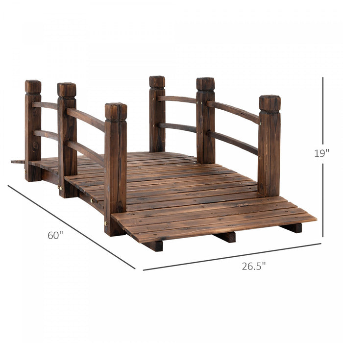 Outsunny 5ft Wood Garden Bridge Outdoor Decorative Landscape Side Rails Backyard Moon Bridge Park De