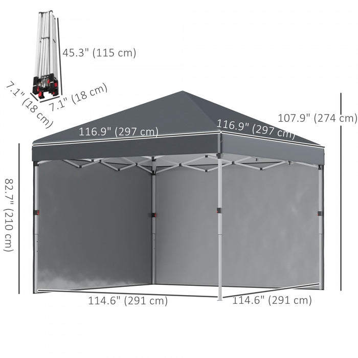 Outsunny 10' X 10' Pop Up Canopy Tent With Removable Sidewalls Carry Bag