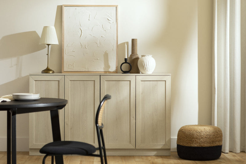 Arum Set Of 2 Sideboards With Shelves Bleached Oak - South Shore Buffet