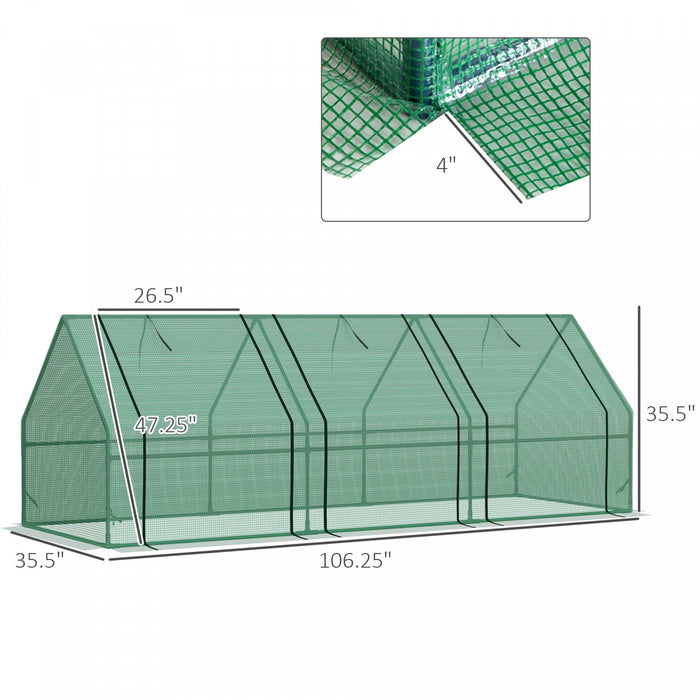 Outsunny 106\" X 36\" X 36\" Portable Mini Greenhouse Tunnel Growing Tent Plants Flower Warm House W/ Z
