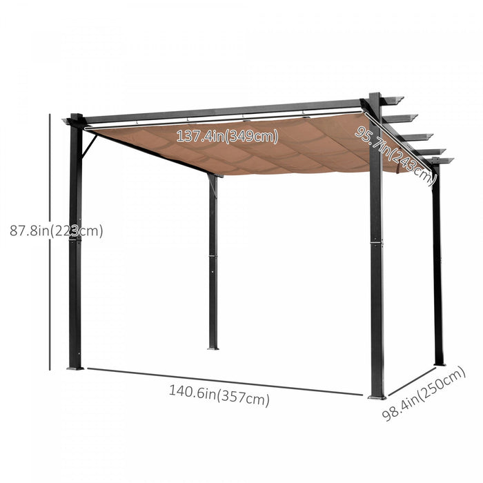 Outsunny 10' X 13' Aluminium Outdoor Pergola Gazebo Backyard Canopy Cover Square Sunshade Garden Gra