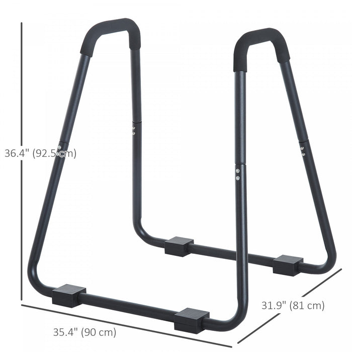 Soozier Fitness Dip Station Dip Bar Push Up Workout Stand With Straps Home Gym Black