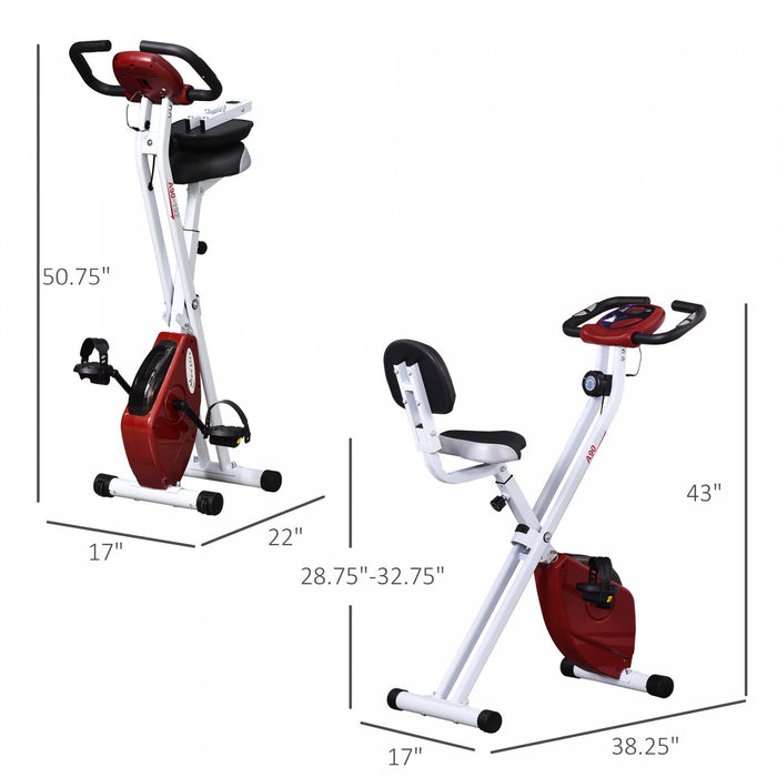 Soozier Foldable Exercise Bike With 8 Levels Of Magnetic Resistance, Indoor Stationary Bike, X Bike,