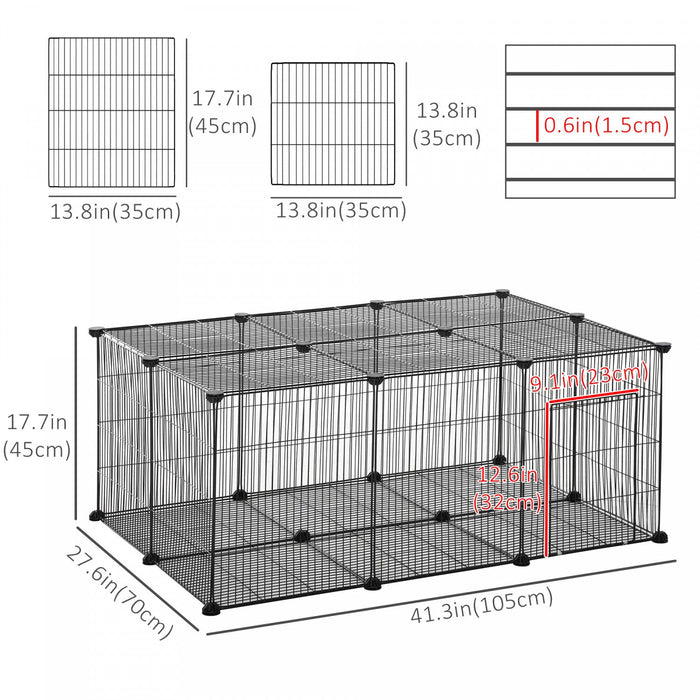 Pawhut Pet Playpen Small Animal Cage 22 Panels, Portable Metal Wire Fence With Door For Bunny Guinea