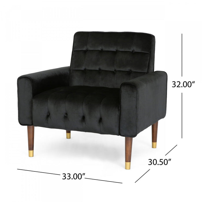 Lucas Modern Accent Seating Arm Chair With Tufted Back,polyester Upholstery,black Accent Chair 