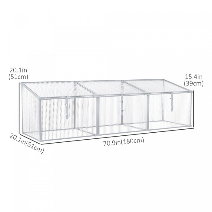 Outsunny Aluminium Cold Frame Greenhouse Garden Portable Raised Planter With Openable Top For Indoor