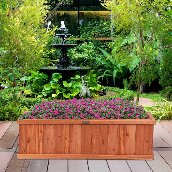 Costway 40 Inch Wooden Flower Planter Box Garden Yard Decorative Window Box Rectangular