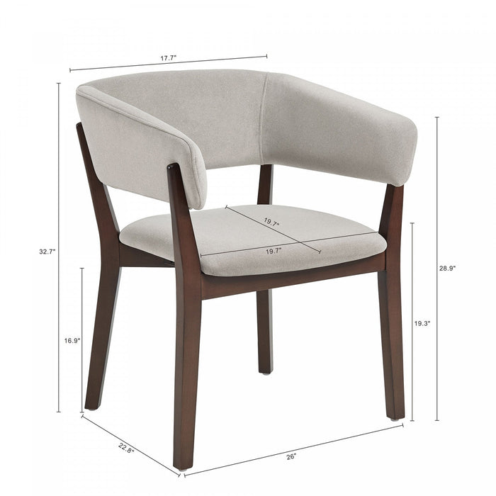 Blake Modern Wood Faux Mohair Armchair in Greige 