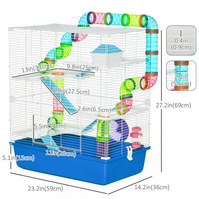 Pawhut Hamster Cage, Large Small Animal House, 5-level Guinea Pig Cage Gerbil Haven, Tunnel Tube Sys