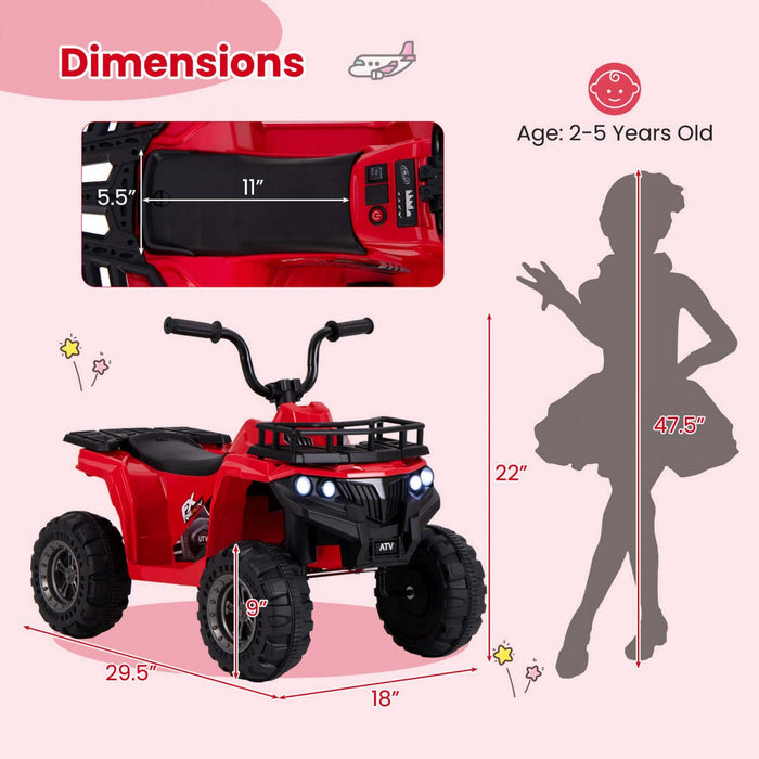Costway Kids Ride On Electric Atv 6v 4-wheeler Quad Car With One-button Start Tread Tires Red
