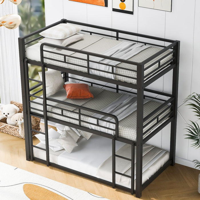Jenny Twin Triple Space-saving Metal Bed With 3 Sleeping Levels - Black 