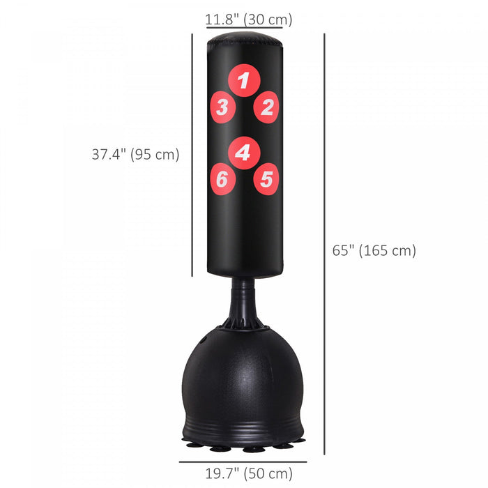 Soozier 65" Standing Boxing Punching Bag With Refilled Base & Suction Cups