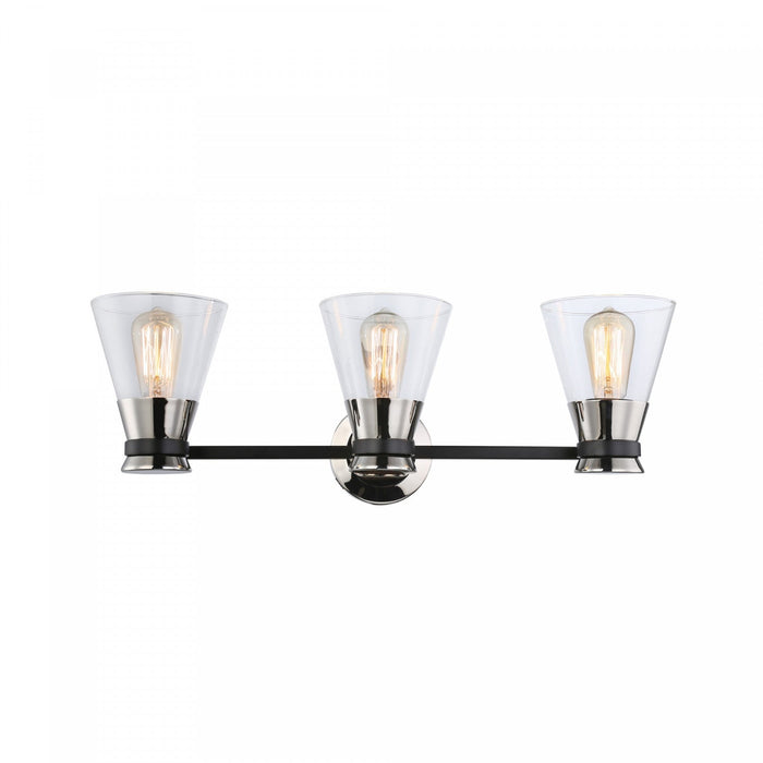 Kanata Black & Brushed Nickel 3-Light Bathroom Vanity Light