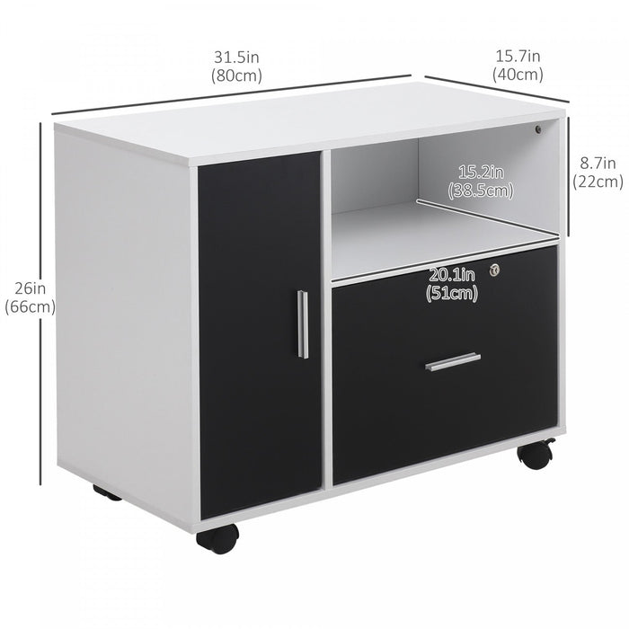 Homcom Lockable Filing Cabinet With Hanging Rail