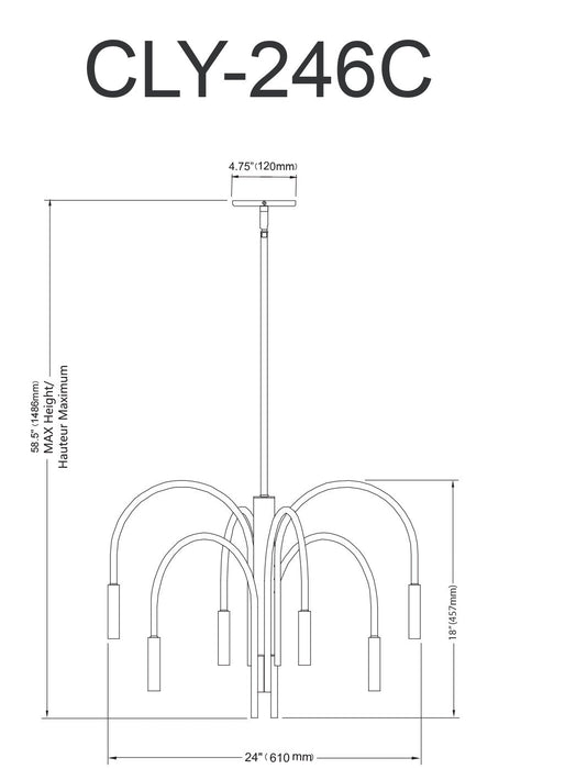 Dainolite Callway 6 Light Chandelier Aged Brass Lamp