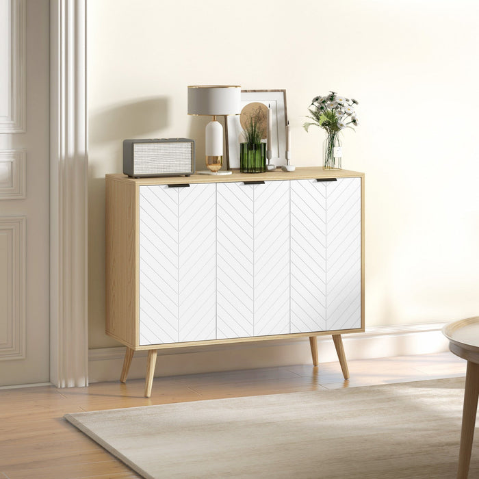 HOMCOM 36" Sideboard, Buffet Cabinet with Adjustable Shelves, Natural