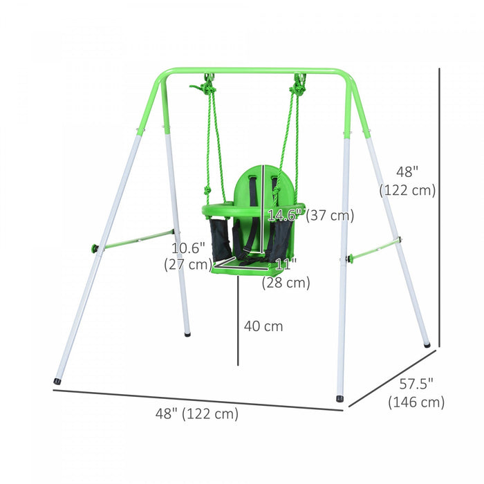 Outsunny 2 In 1 Swing Set For Toddlers, Kids Swing Set With Safety Harness For Indoor, Outdoor Play,