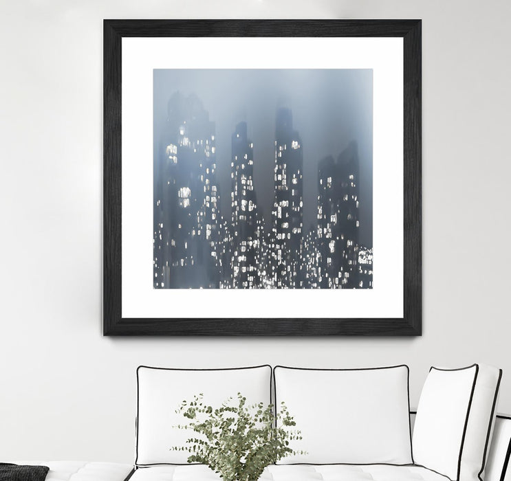 \"Dark City\" Matted and Framed Black 36x36 Wall Art