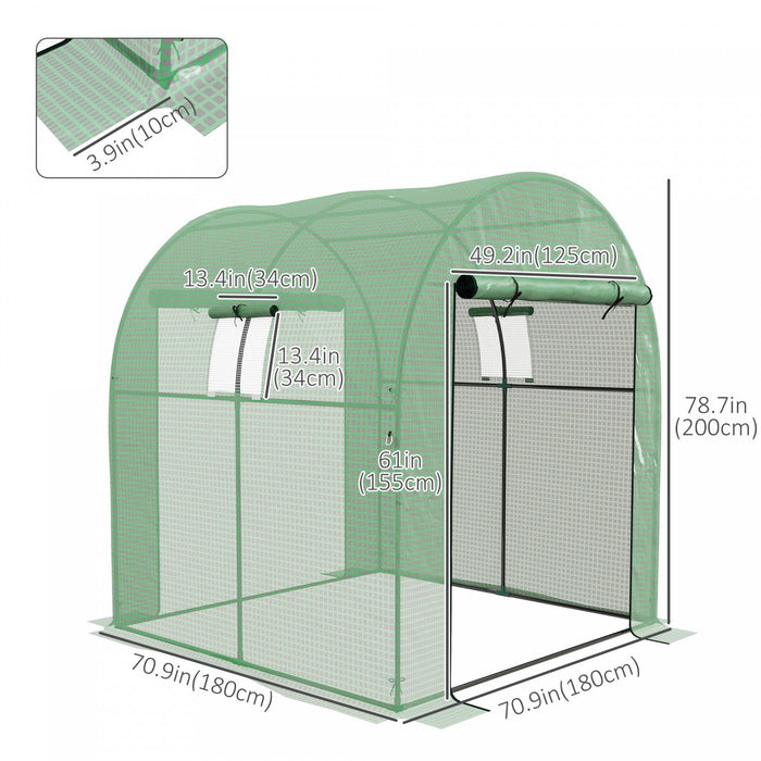 Outsunny 6' X 6' X 6.6' Tunnel Greenhouse With Doors And Mesh Windows, Walk-in Green House With Uv-r