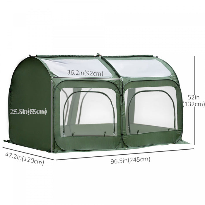 Outsunny 8' X 4' X 4' Portable Pop Up Mini Greenhouse With 5 Zippered Doors & Portable Zipper Bag Fo