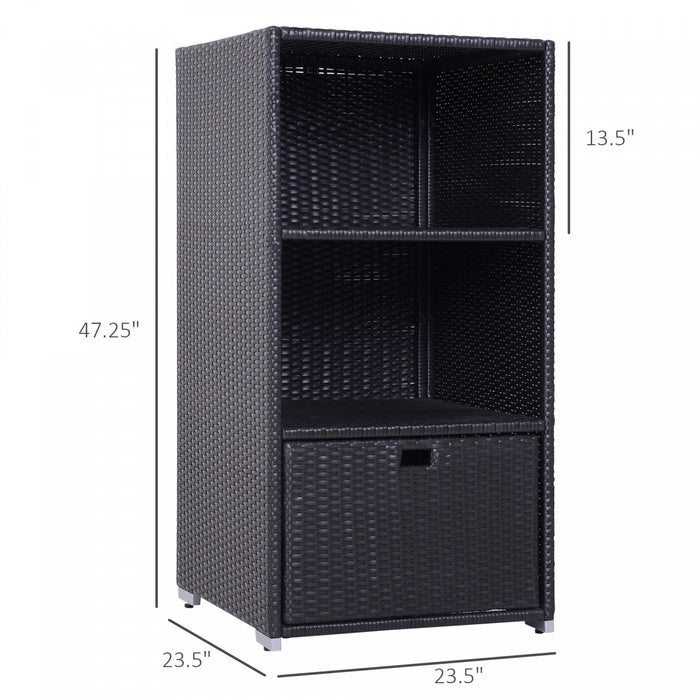 Outsunny Outdoor Storage Cabinet, Patio Storage Box Rack Rattan Wicker Pool Towel Valet Organizer Po