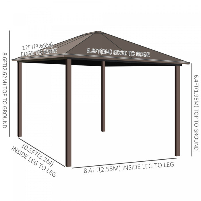 Outsunny 10' X 12' Deluxe Hardtop Gazebo With Metal Roof, Aluminum Frame Patio Gazebo Garden Sun She
