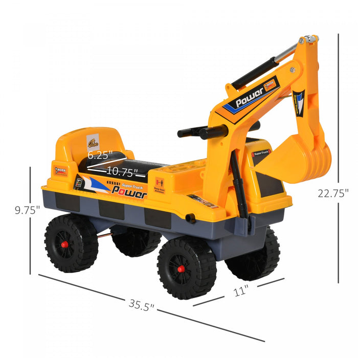 Qaba No Power Ride On Excavator Construction Digger Multi-functional Truck Toy With 2 In 1 Design De
