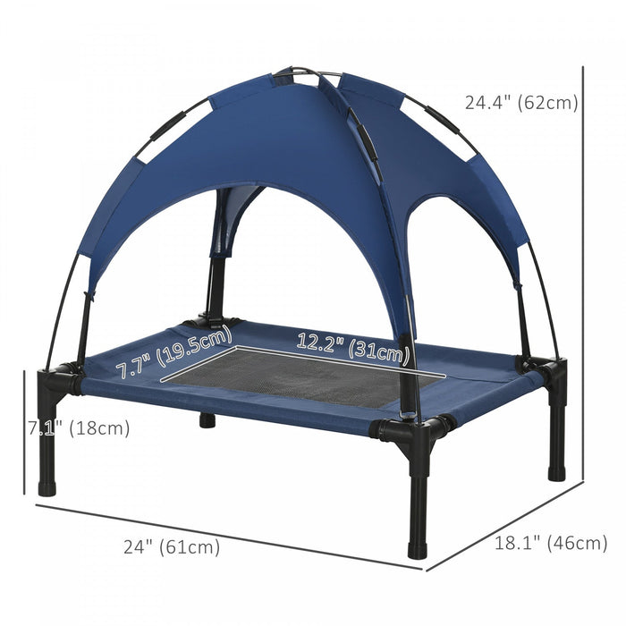 Pawhut Elevated Dog Bed With Canopy, Portable Raised Dog Cot For S Sized Dogs, Indoor & Outdoor, 25\"
