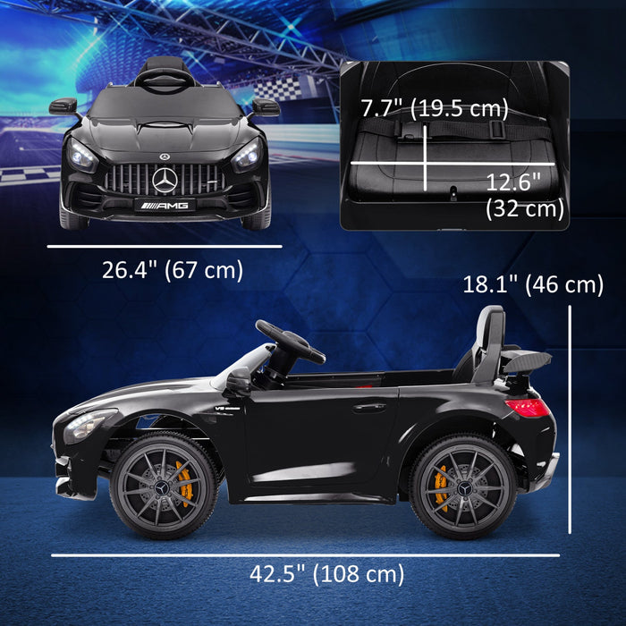 Qaba Electric Car For Kids, Mercedes-benz Amg Gtr Licensed Powered Ride-On Car With Remote Control, 