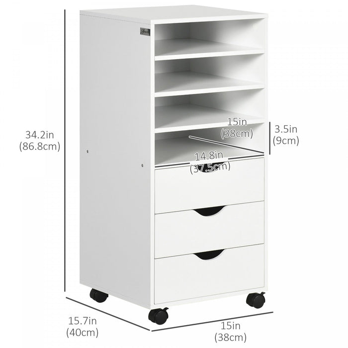Vinsetto 3 Drawer Filing Cabinet With 4 Open Shelves