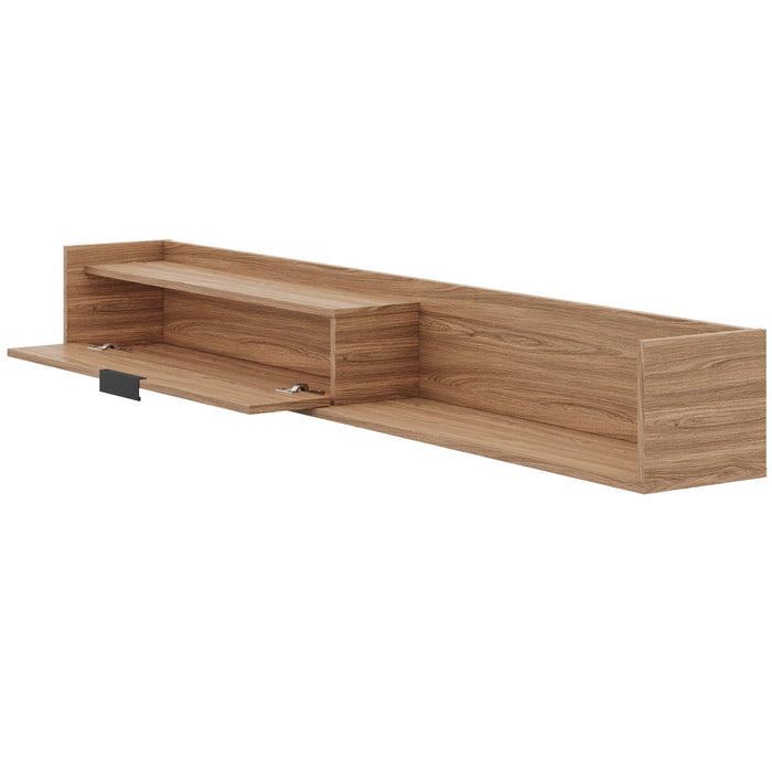 Nordika Slim 72\" Wall-Mounted TV Stand with Storage Cabinet - Light Walnut 