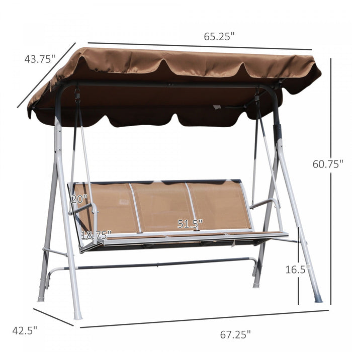 Outsunny 3-seater Patio Swing, Outdoor Swing Chair, A Frame Porch Swing With Canopy Garden Hammock G