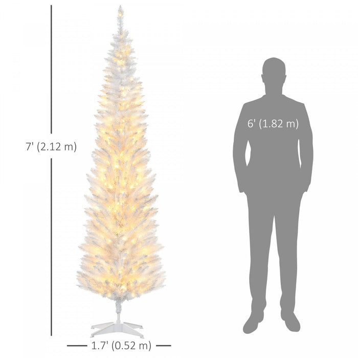 Homcom 7' Prelit Artificial Christmas Tree With Warm White Led Lights
