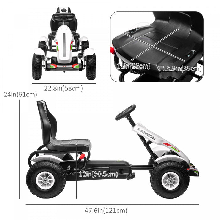Aosom Pedal Go Kart For Kids, Pedal Powered Ride-On Car With Adjustable Bucket, Handbrake, 4 Rubber 