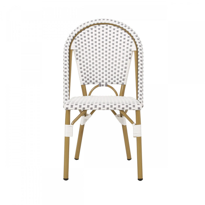 Julien Faux Ratten and Aluminum French Bistro Chairs, Set of 2 - Grey and White 