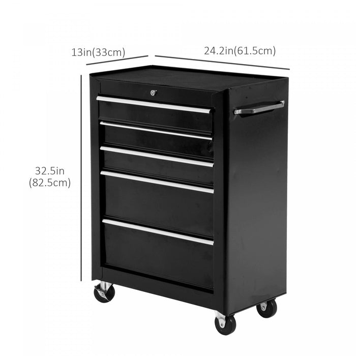 Homcom 5 Drawer Rolling Tool Chest Lockable Tool Cabinet For Garage