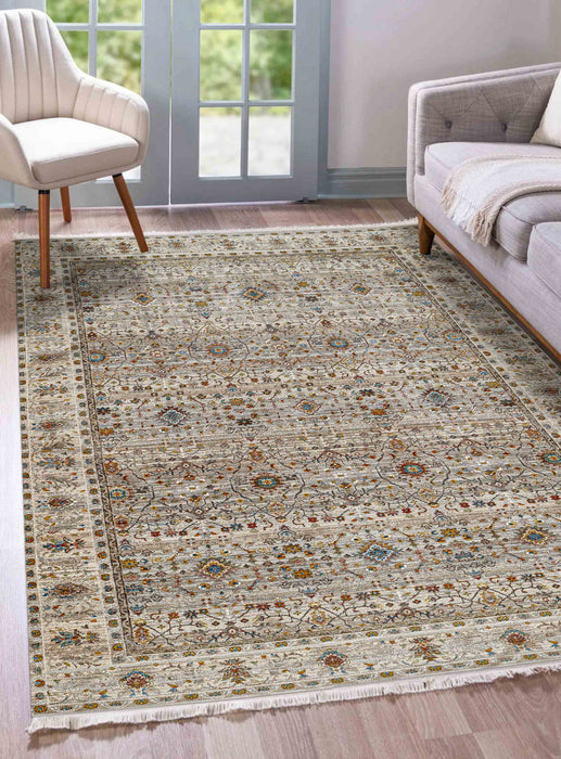 Zaina Traditional 9'0\" x 12'0\" Area Rug in Grey Indoor Area Rug 