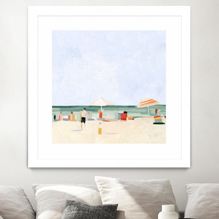 \"Family Vacation Ii\" Matted and Framed White 36x36 Wall Art