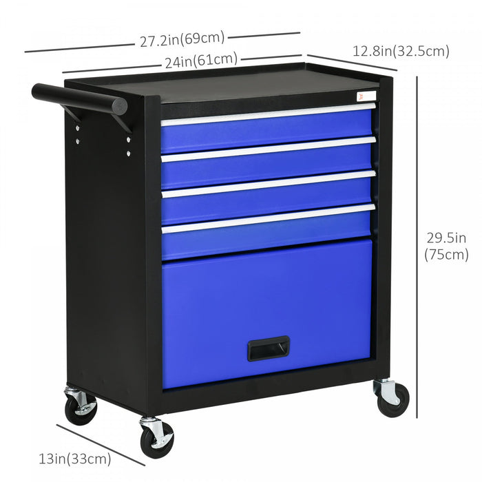 Durhand 4-drawer Tool Chest With 4 Wheels Rolling Tool Organizer
