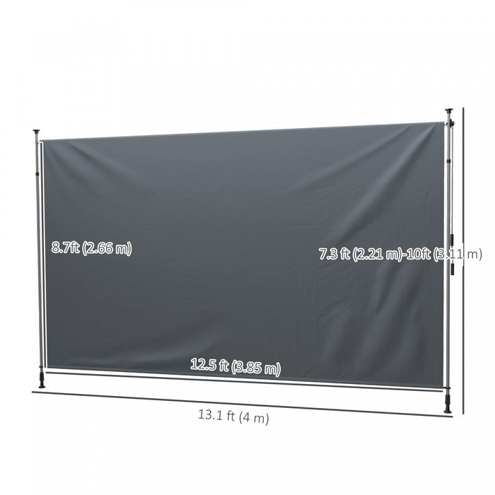 Outsunny Retractable Patio Awning, Outdoor Privacy Screen, Dark Grey