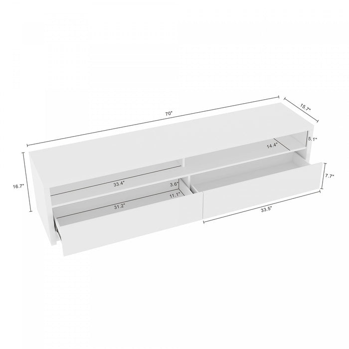 Duncan Contemporary Modern 70\" TV Stand in White 