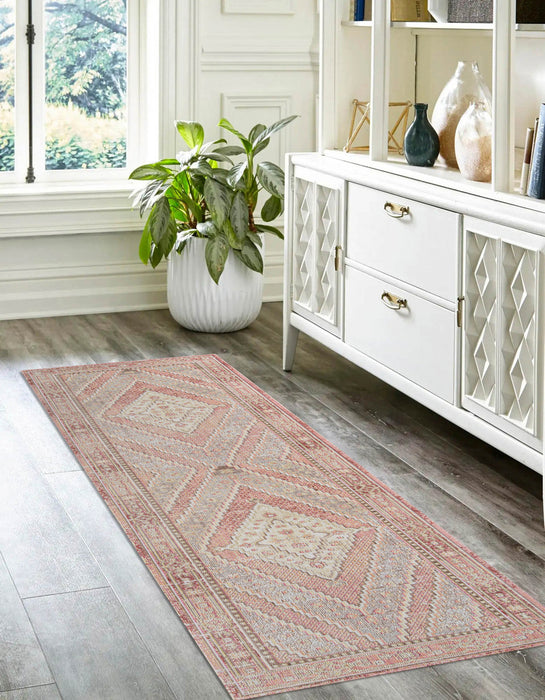 Poppy Traditional 2'7\" x 8'0\" Runner Rug in Pink Indoor Area Rug 