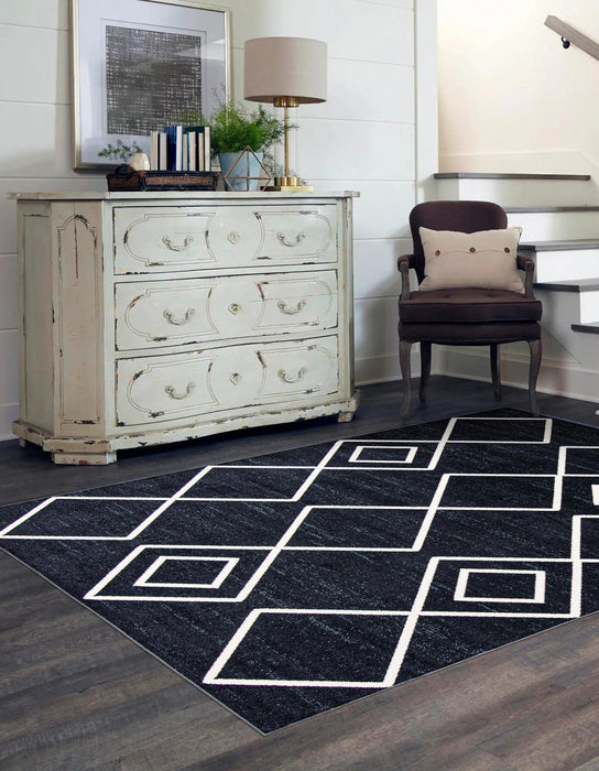 Kenza Blue Machine Washable Area Rug - 5'0\" x 7'0\"