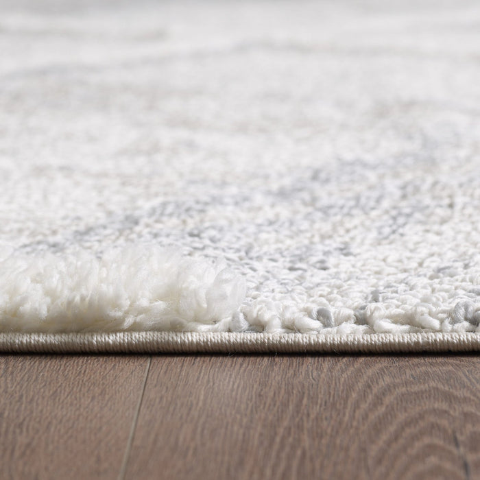 Lola Lattice Lines Cream Shag Area Rug - 6'7\" x 9'6\"