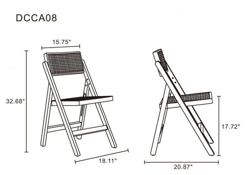Pullman Industry Chic Wood Folding Chair in Black and Natural - Set of 4 Dining Chair 
