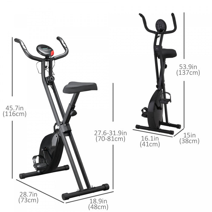 Soozier Folding X Bike Upright Exercise Bike W/ 8-level Resistance Stationary Fitness Bike Cardio Wo