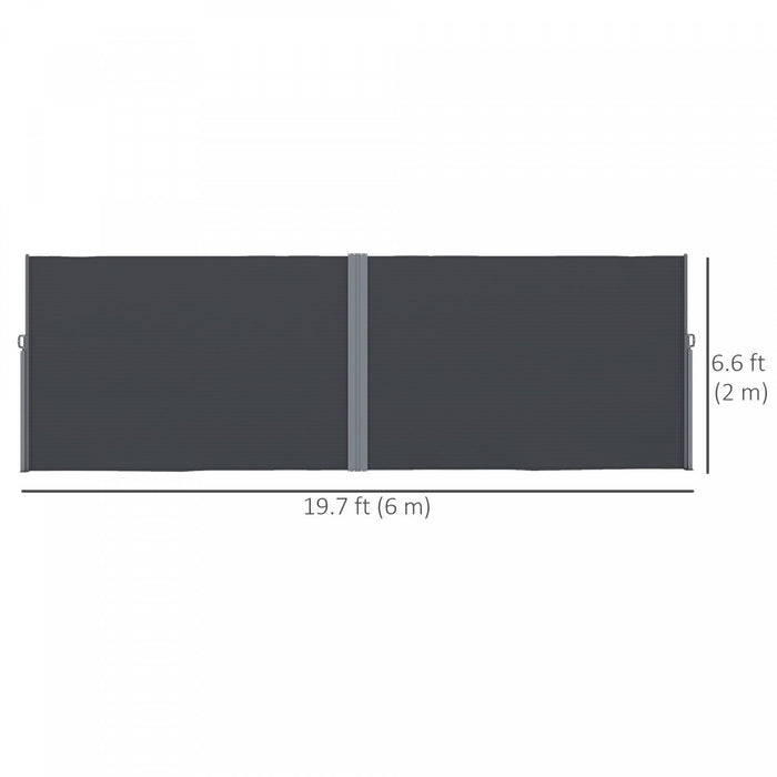 Outsunny Retractable Double Side Awning, Outdoor Privacy Screen, Grey