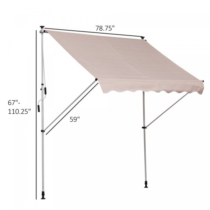 Outsunny 6.6'x5' Manual Retractable Patio Awning Window Door Sun Shade Deck Canopy Shelter Water Res