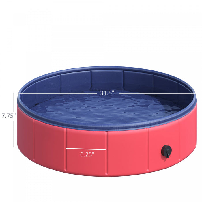 Pawhut Folding Dog Pool Portable Pet Kiddie Swimming Pool, Outdoor/indoor Puppy Bath Tub With Nonsli